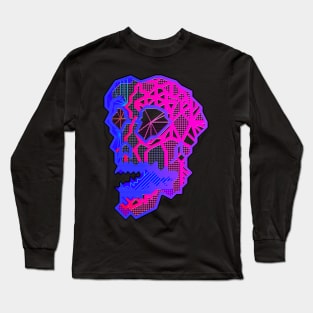 Skull Dark Teal and Dark Magenta Long Sleeve T-Shirt